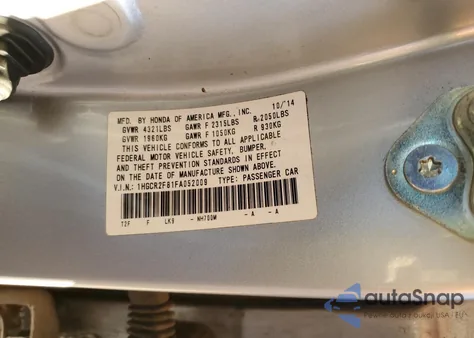 2015 Honda Accord Exl from USA, damaged, VIN 1HGCR2F81FA052009